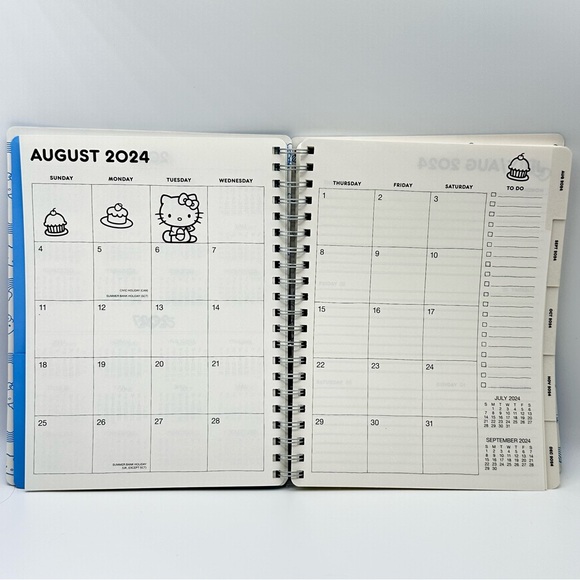 Sanrio Hello Kitty 2025 Large Spiral Planner - Blue Soft Leather Cover - Picture 5 of 11
